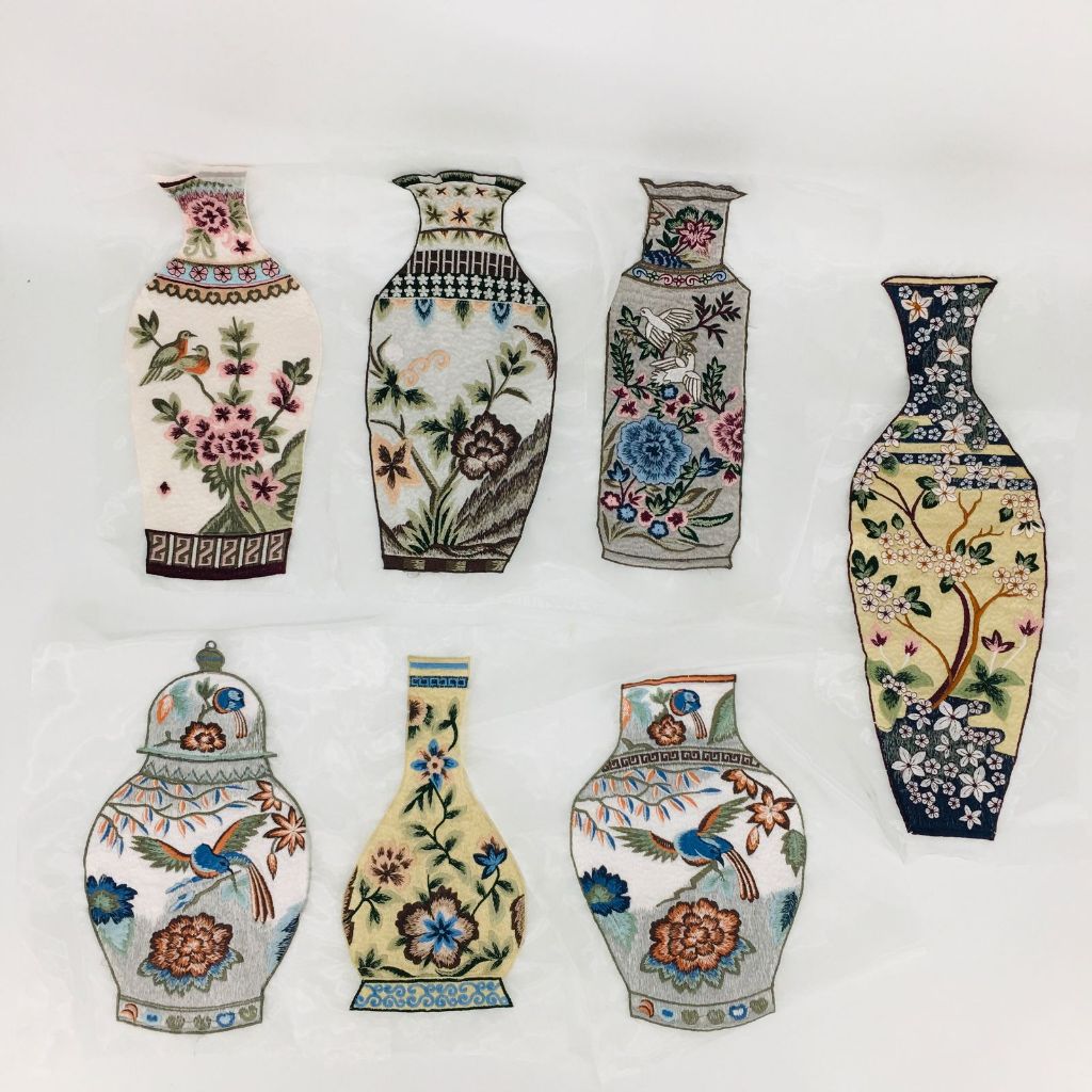 1Pc Jahit Bordir Pot/Vase cocok buat Hiasan Baju dll (Tiffany Vase)