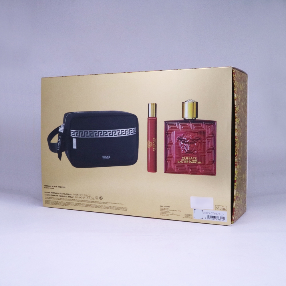 ID PARFUM PRIA VERSACE EROS FLAME MAN (GIFT SET A) (100+10 ML+BLACK TROUSSE/POUCH) PERFUME COWOK