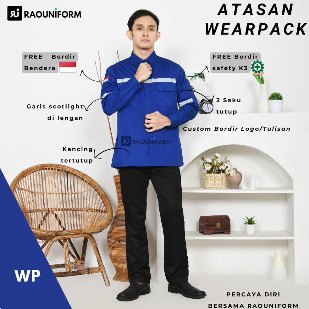 Seragam Kerja Tambang/Wearpack safety atasan/Kemeja seragam Safety Custom Bordir/Wearpack Panjang