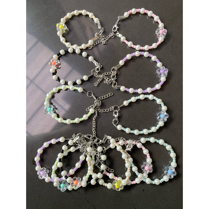 Gelang Manik Bunga Pasir Grosir Isi 1 Lusin/ Gelang Manik Bunga / Gelang Manik Murah