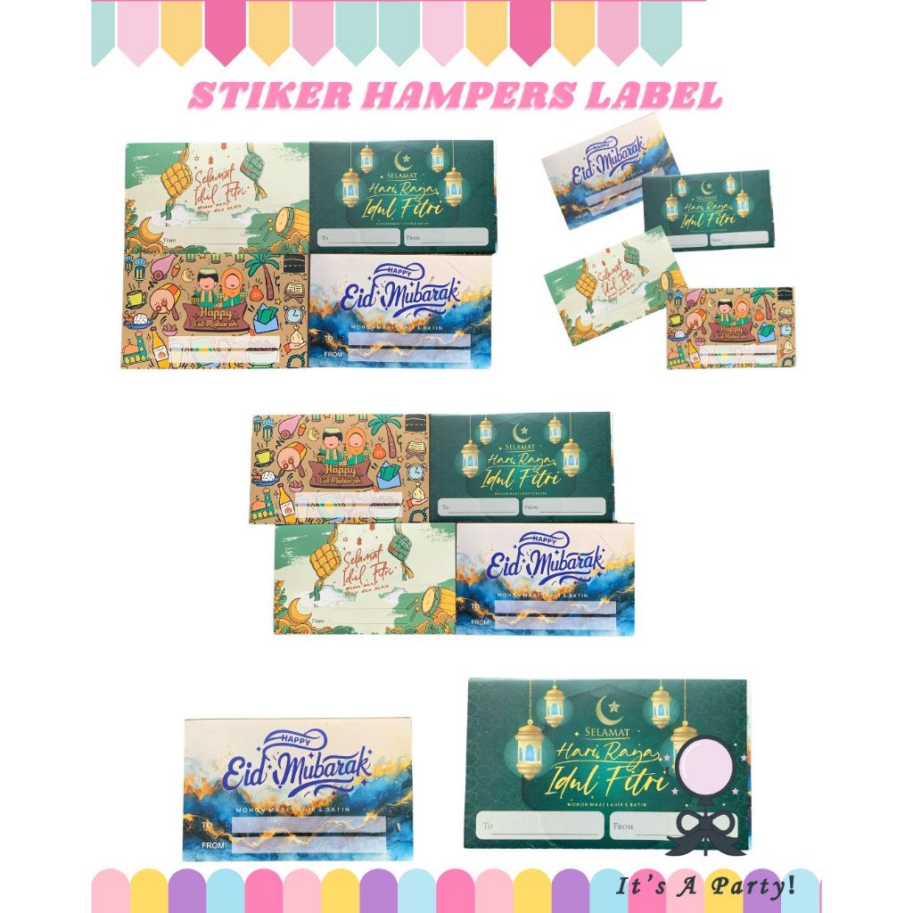 

20pcs Stiker Hampers Label Lebaran Edisi Eid Mubarok Idul Fitri Toples Kue Kotak Persegi Panjang Its A Party