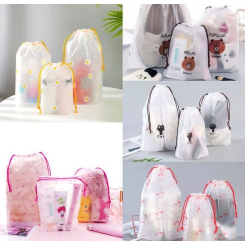 02 Cod Ob93 Plastik Travel Pouch Kosmetik Serbaguna Organizer Tas Serut waterproof