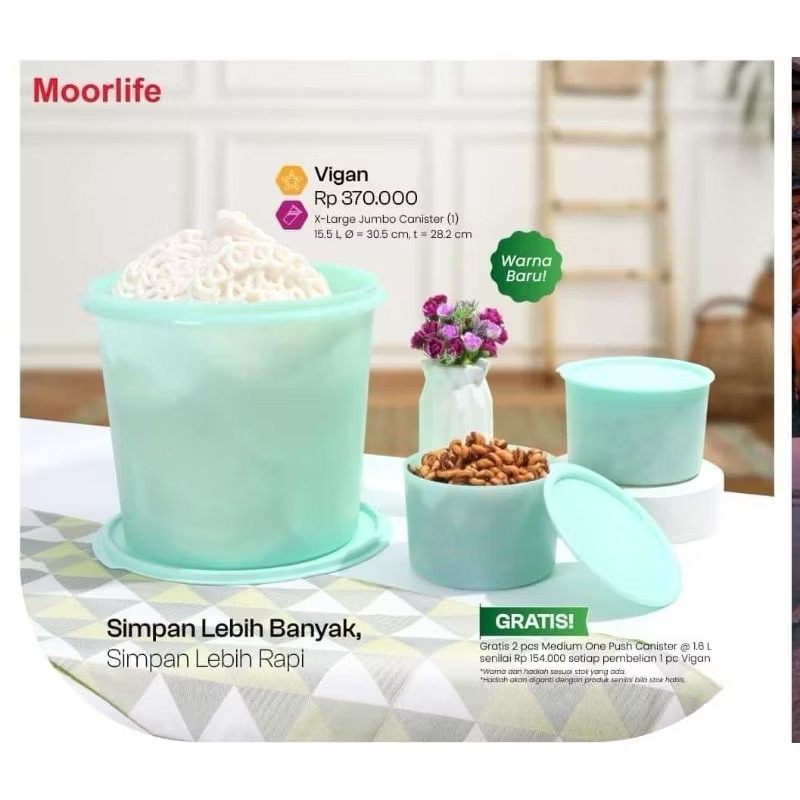 MOORLIFE  Vigan biru 15.5 Liter toples jumbo bonus toples 1.6 liter 2 pcs toples opak lebar kerupuk 