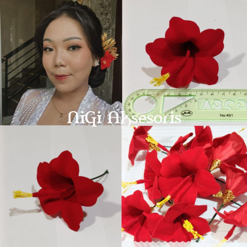 By NiGi. cucuk semanggi pucuk bludru merah size lengka untuk hairdo sanggul bali.