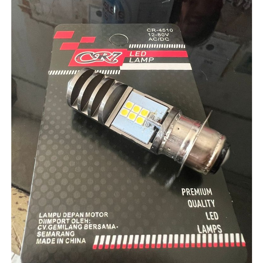 LAMPU bohlam MOTOR 12 MATA LED PUTIH H6 2 SISI AC DC Motor lampu led H6 gepeng 12mata cr7