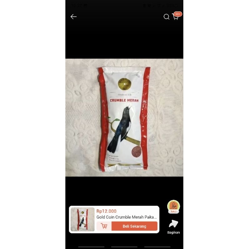 GOLD COIN MERAH CRUMBLE PAKAN BURUNG