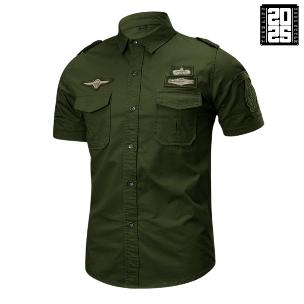Kemeja Tactical Hijau Army Bordil / Kemeja Tactical / Kemeja Tactical Pria / Kemeja Tactical Lengan 