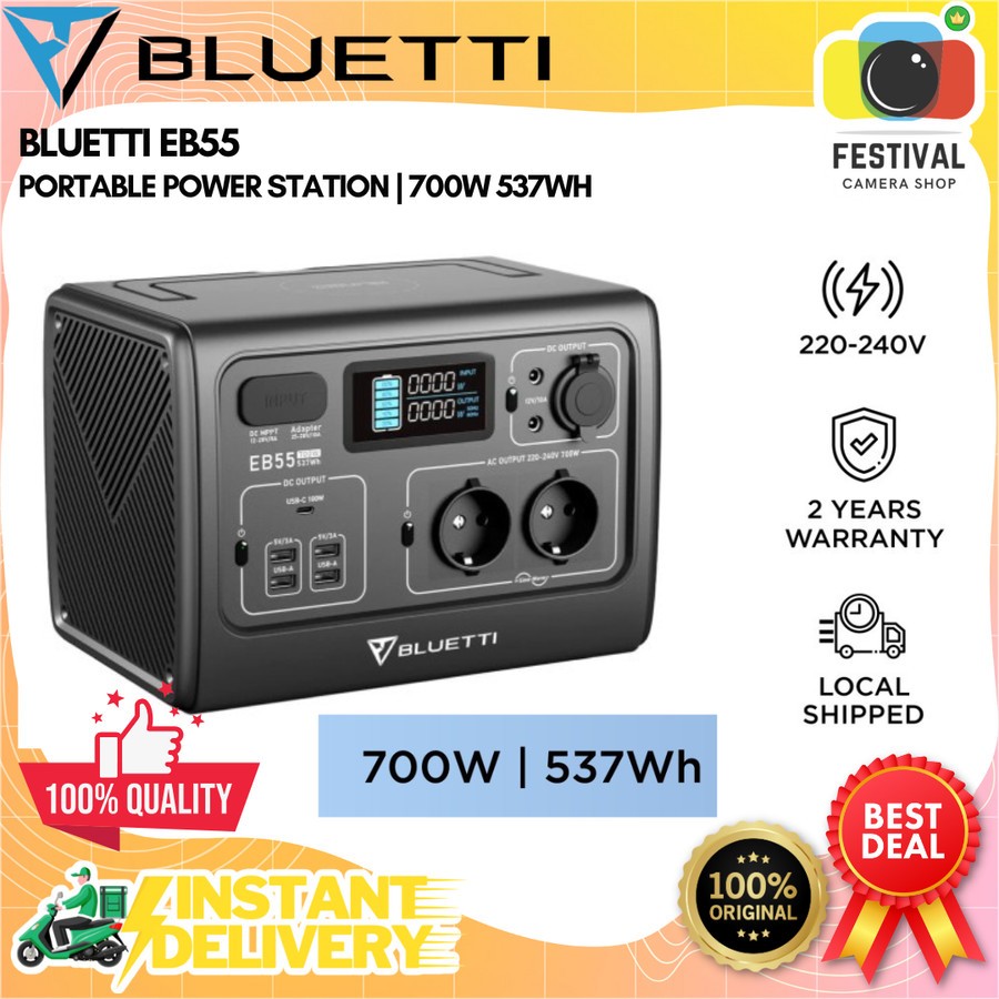 Bluetti EB55 Portable Power Station | 700W 537Wh