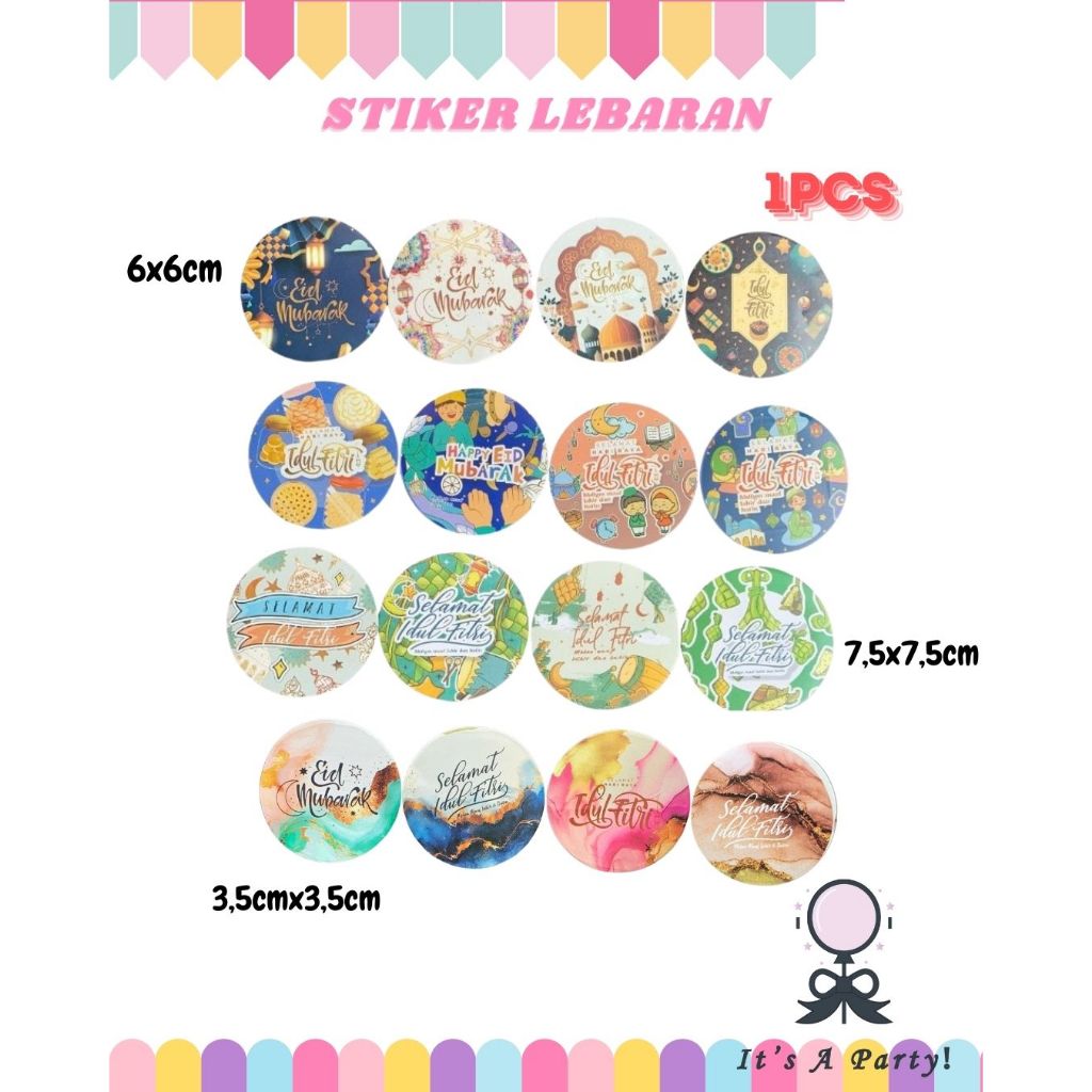 

Stiker Ramadhan 1pcs 3,5cm 5cm, 6cm dan 7,5cm Stiker Toples Kemasan Parcel Stiker Idul Fitri Tempelan Stiekr Hampers