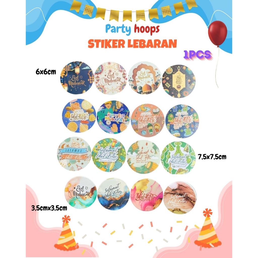 

1pcs Stiker Ramadhan Lebaran Idul Fitri 3,5cm, 5cm,6cm,7,5cm Stiker Toples Hampers Hari Raya Idul Fitri Partyhoops