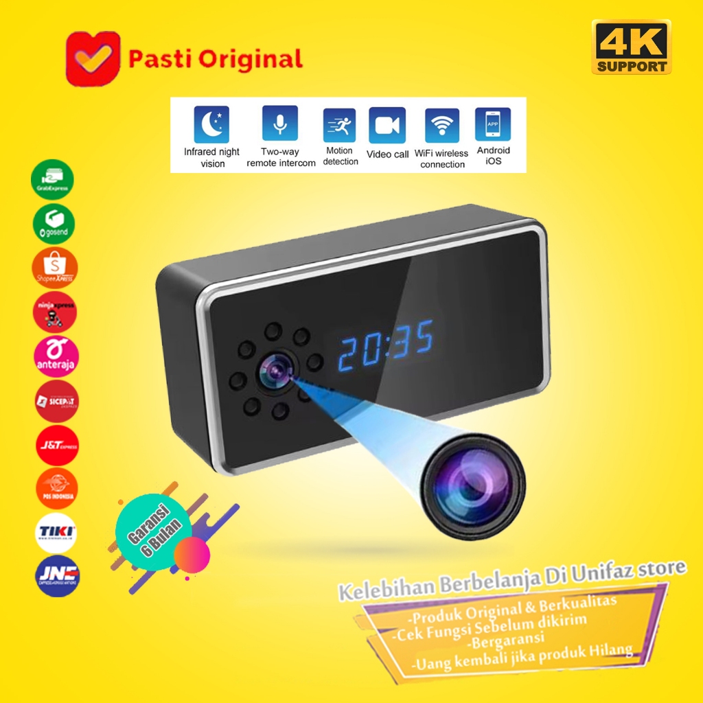 Spy Camera Jam Meja ORIGINAL 4k / Ip cam Wifi / CCTV Wifi / Jam kamera / Jam Unik / Kamera mini