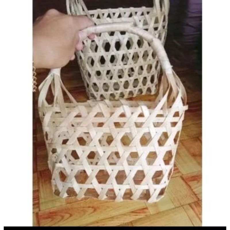 isi 10 pcs//tas keranjang parcel lebaran,tas keranjang anyaman bambu sedang serbaguna