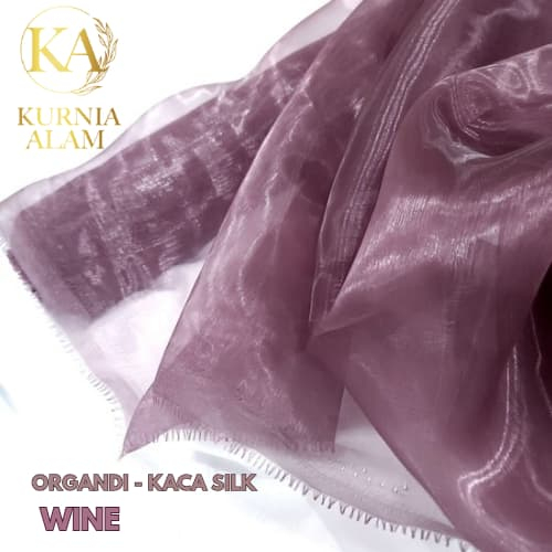Kain Organdi Kaca Satin Silk Premium Warna Wine Bahan Dekorasi Aksesoris Outer Kebaya Korea