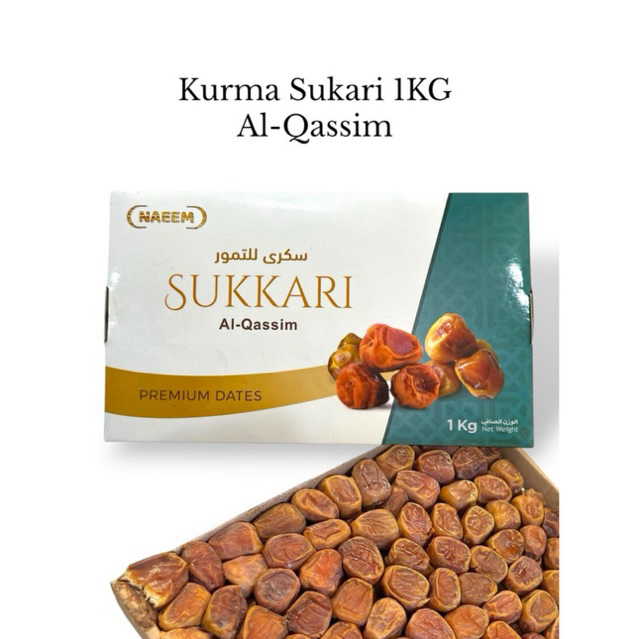 

Kurma Sukari 1kg Naeem Box / Kurma Sukkari NR Sukary 1kg Basah AlQasim