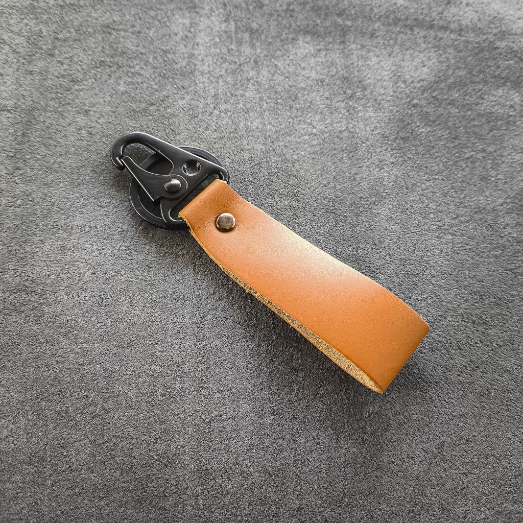 [Kulit] Gantungan kunci strap besar carabiner - cetak nama