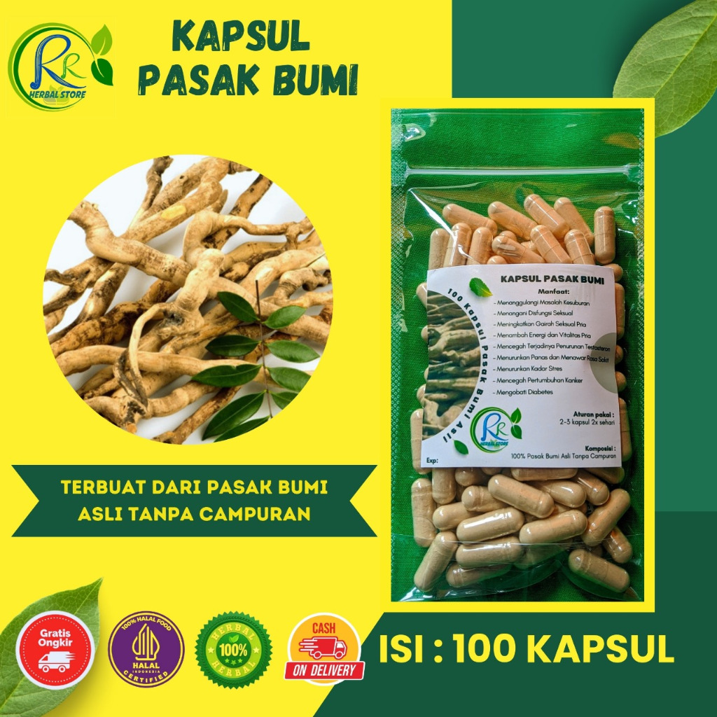 100 Kapsul Pasak Bumi Herbal Asli Cocok Untuk Kesehatan Pria