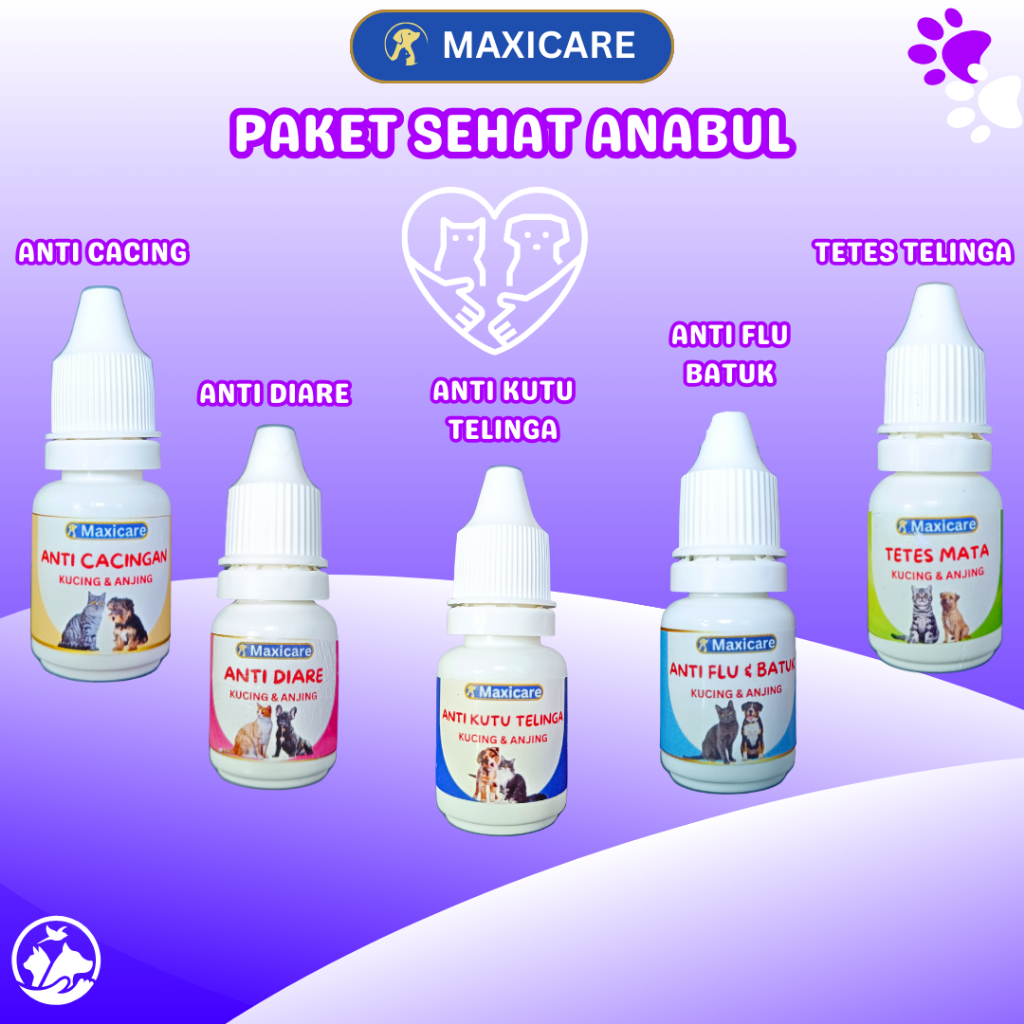 Paket Sehat Anabul Obat Kucing Anjing Diare, Obat Cacing, Tetes Mata, Anti Flu dan Batuk Healty Ears