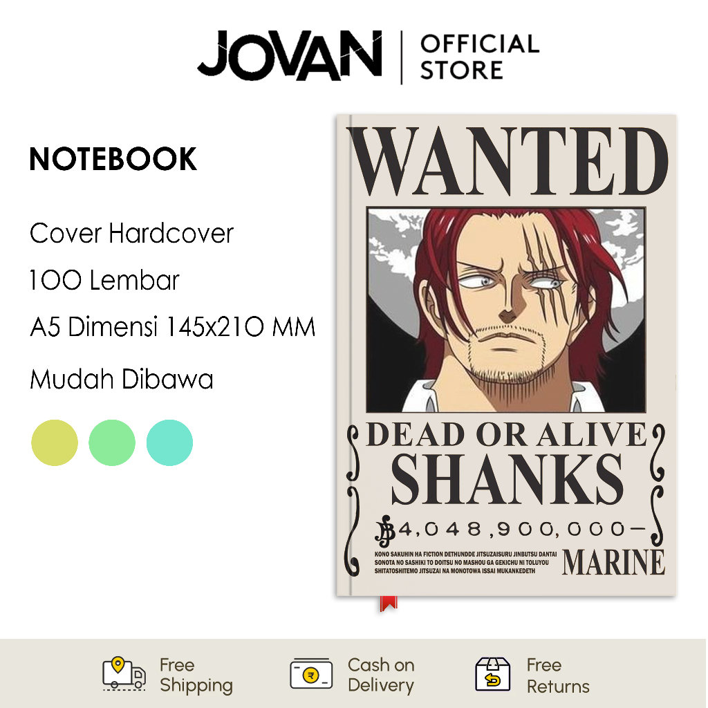 

Notebook Hardcover Custom One Piece Bounty Shank Buku Tulis Catatan Note Agenda Planner Jurnal Diary Notebook Anime