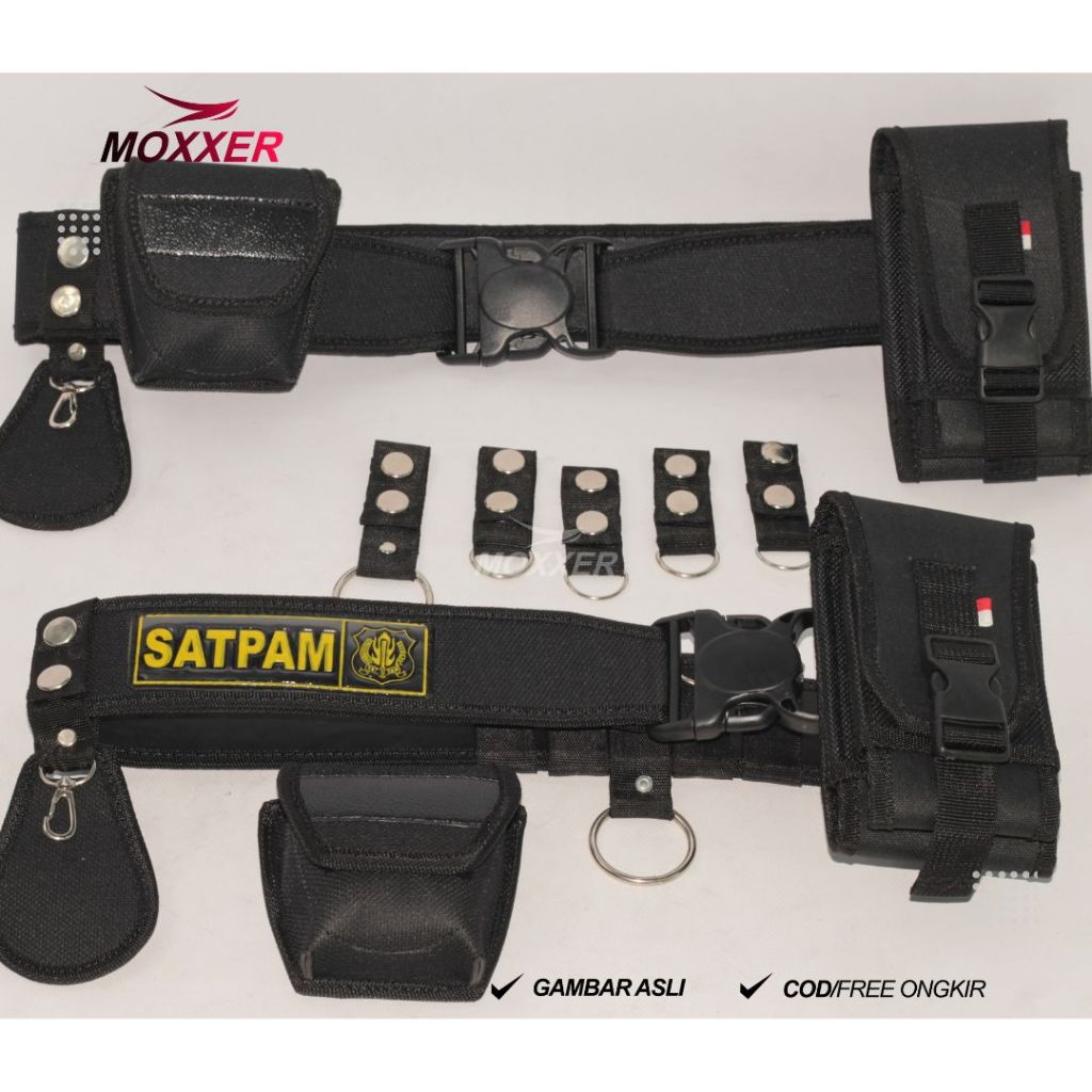 Sabuk kopel satpam Hitam kanvas lengkap ikat pinggang atribut kelengkapan dinas satpam security pria