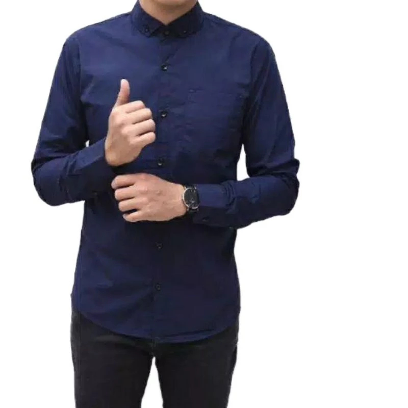 Hurley Kemeja Pria  Kemeja Cowok Polos Lengan Panjang Slimfit Hem Warna  Navy