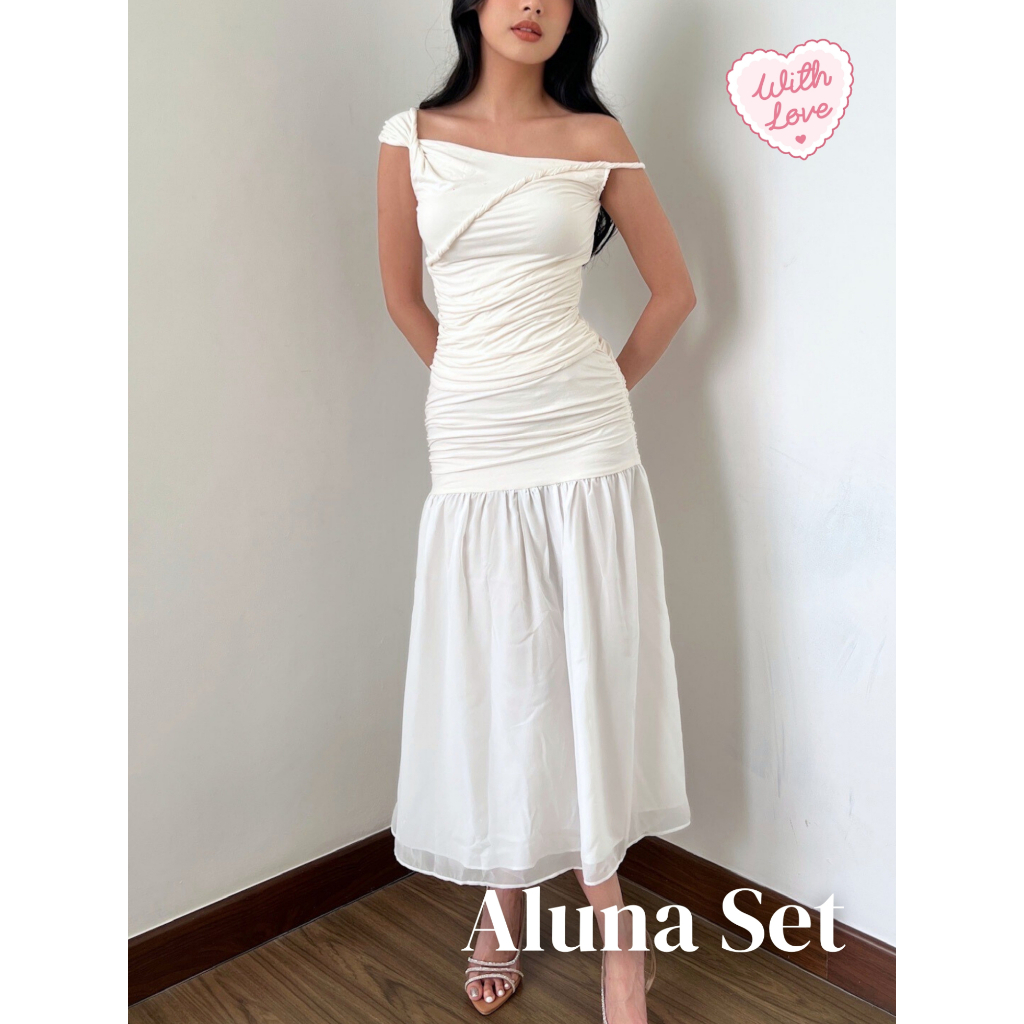 With Love The Brand | ALUNA SET | Atasan Wanita Elegan | Atasan One Shoulder | Blouse Wanita Kekinia