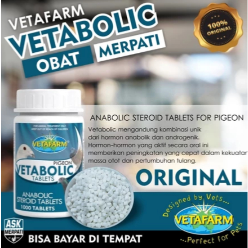 SUPLEMEN VETABOLIC VETAFARM OBAT DOPING VITAMIN BURUNG MERPATI BALAP KOLONG LOMBA PER BUTIR PIL