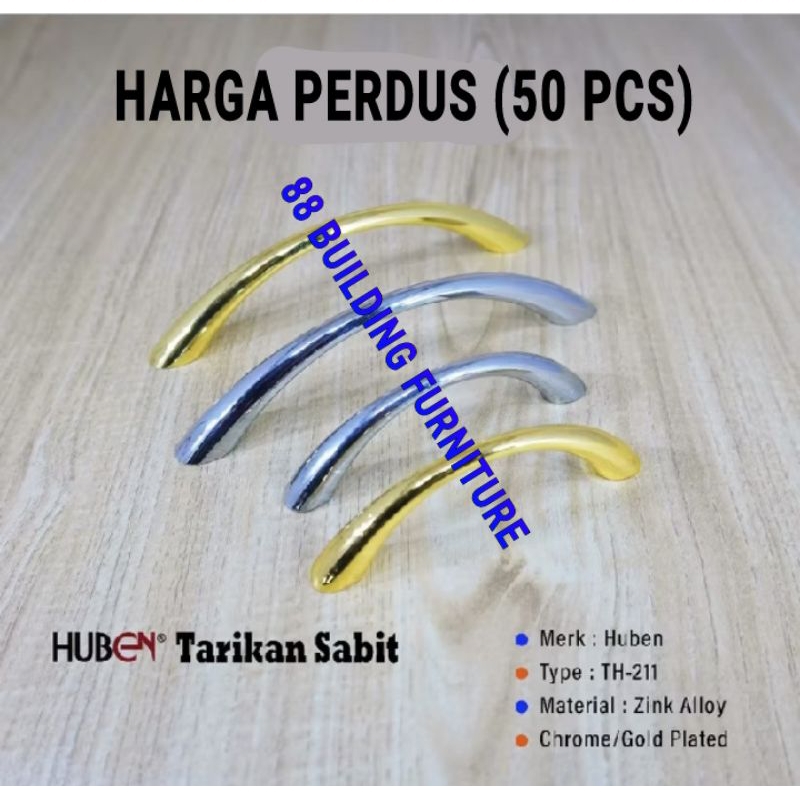 (1 BOX DUS KOTAK isi 50 PCS) HANDLE HANDEL SABIT LENGKUNG KECIL BESAR 64 mm 96 mm Merk HUBEN / PEGAN