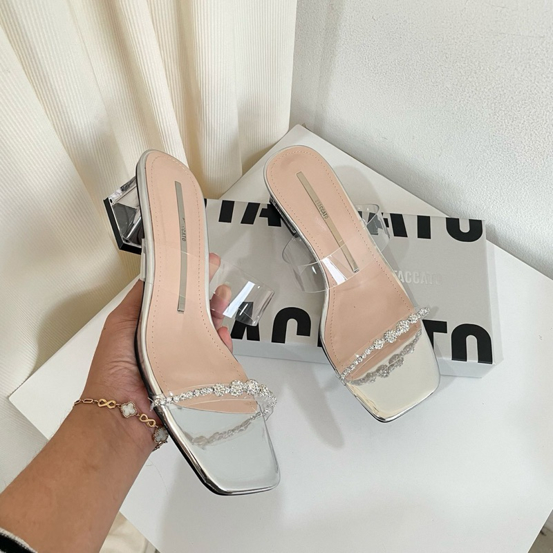 SANDAL WANITA SANDAL HEELS STACCATO SILVER TRANSPARANT  010
