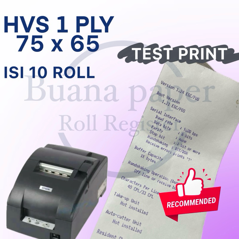 

HJK Isi 10 roll Kertas Kasir HVS 1ply 75x65