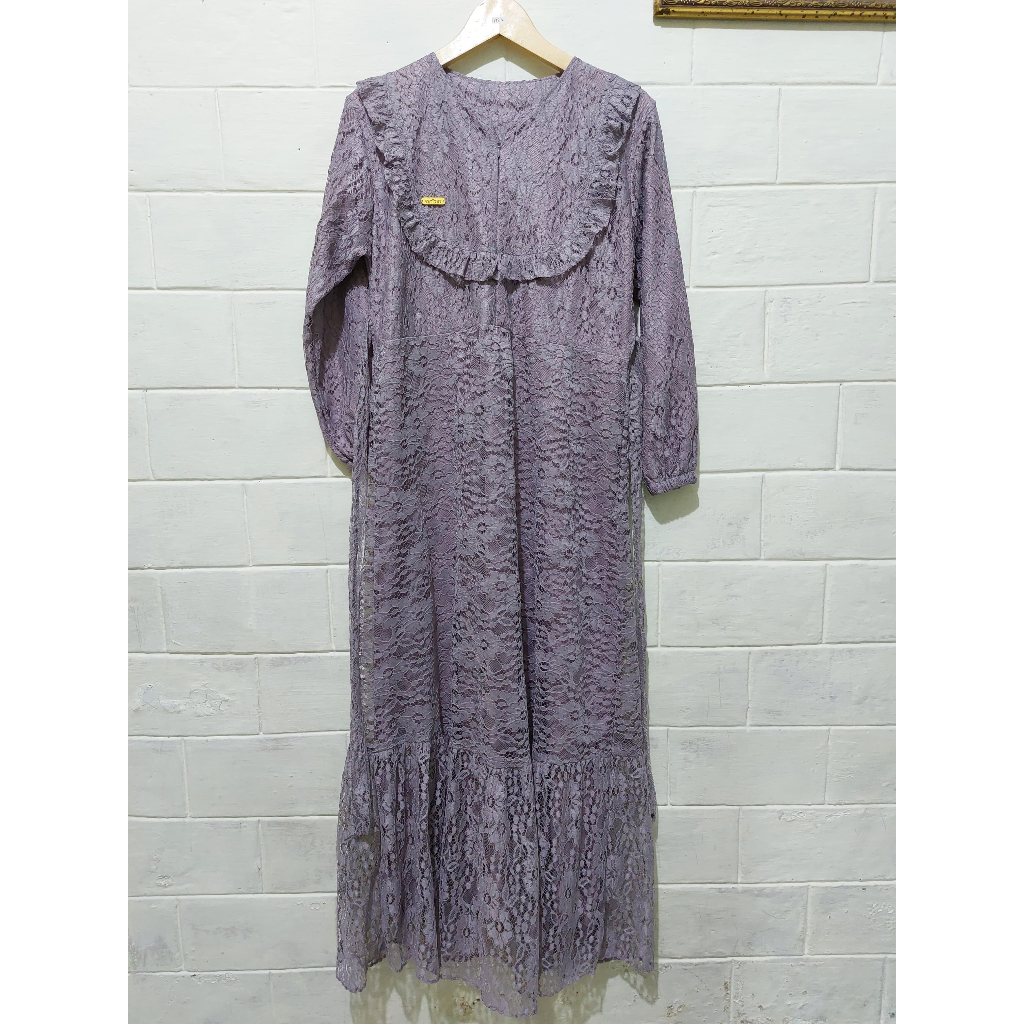 Gamis Brukat Ungu Taro Cuci Gudang