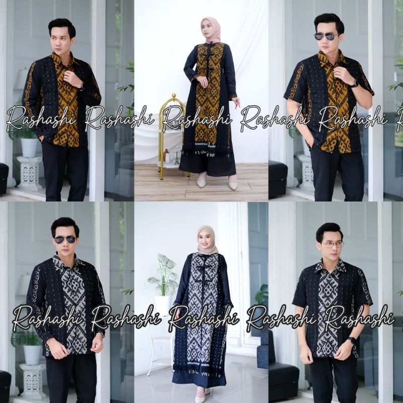 YASMIN coupel Gamis tenun troso etnik warna hitam kombinasi katun toyobo premium gamis lebaran 2025 