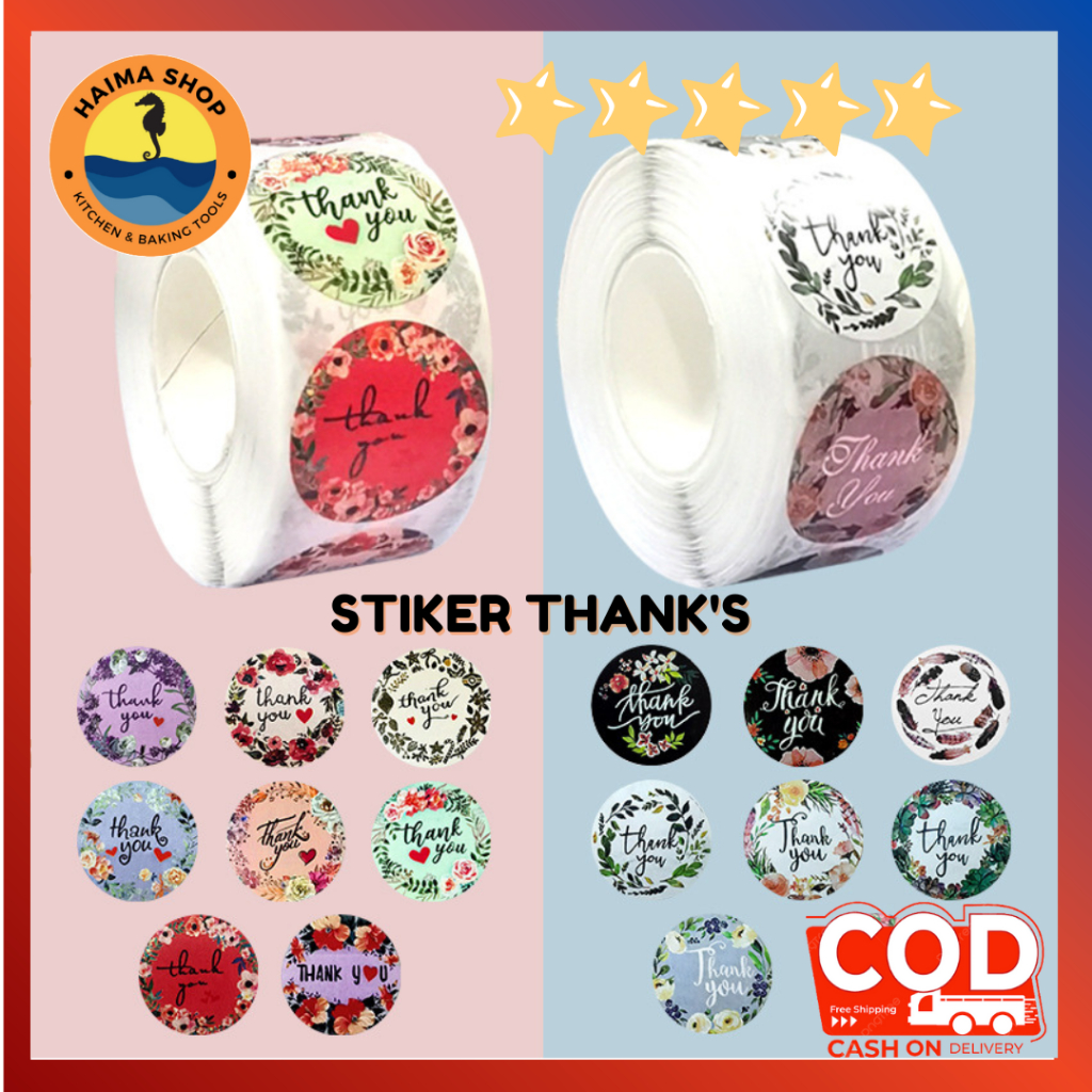 

STIKER THANK'S ISI 500 PCS / STIKER LABEL MAKANAN & MINUMAN / LABEL PRODUK