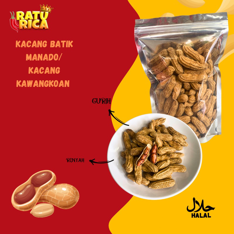

250 gram Ratu rica Oleh oleh khas Manado Kacang batik kacang kawangkoan renyah gurih