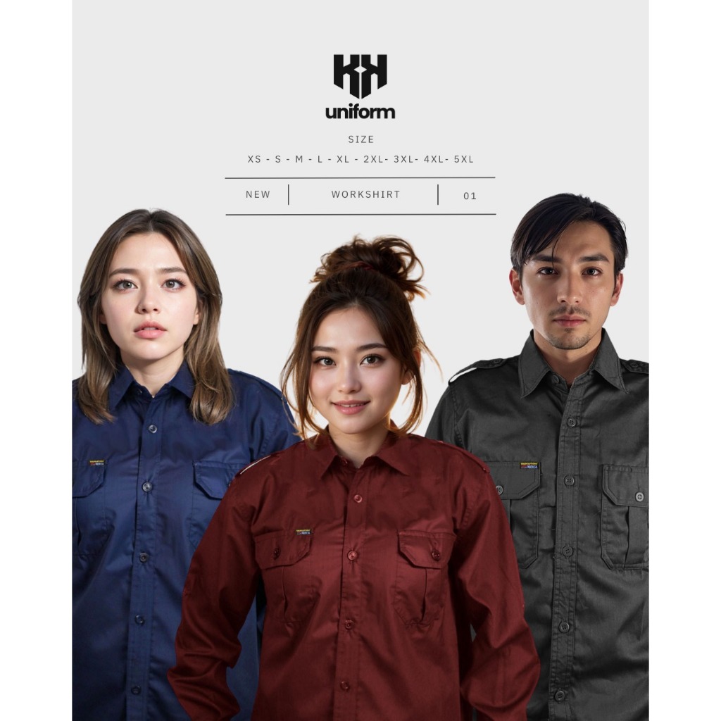 BAJU POLOS NAGATA Warna Biru Dongker, Merah Maron, Hitam  / outdoor/ PDL/ PDH formal, baju lapangan/