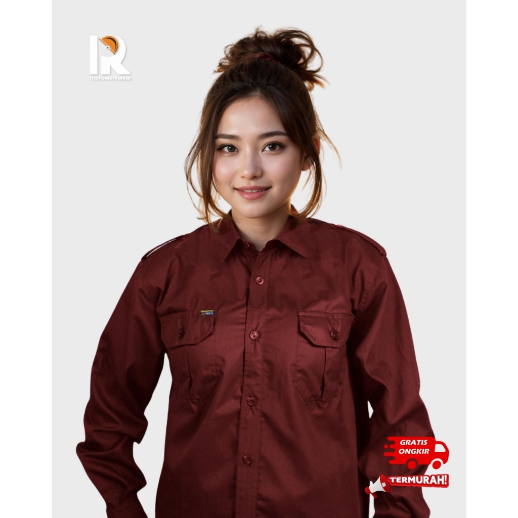 KEMEJA POLOS NAGATA WARNA MAROON/ baju lapangan/ outdoor/ PDL/ PDH, tactical/ Gunung/ kasual - Rhons