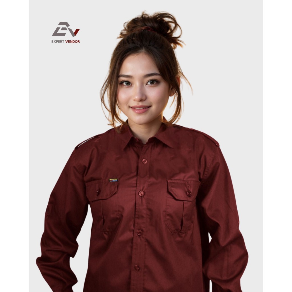 KEMEJA POLOS NAGATA WARNA MERAH MARON untuk lapangan/ gunung/ outdoor / PDL/ PDH formal/ kasual  - E