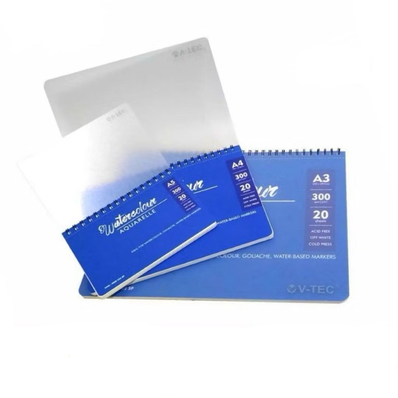 

V-TEC Watercolour Aquarelle Book Spiral A3 A4 A5 300gsm