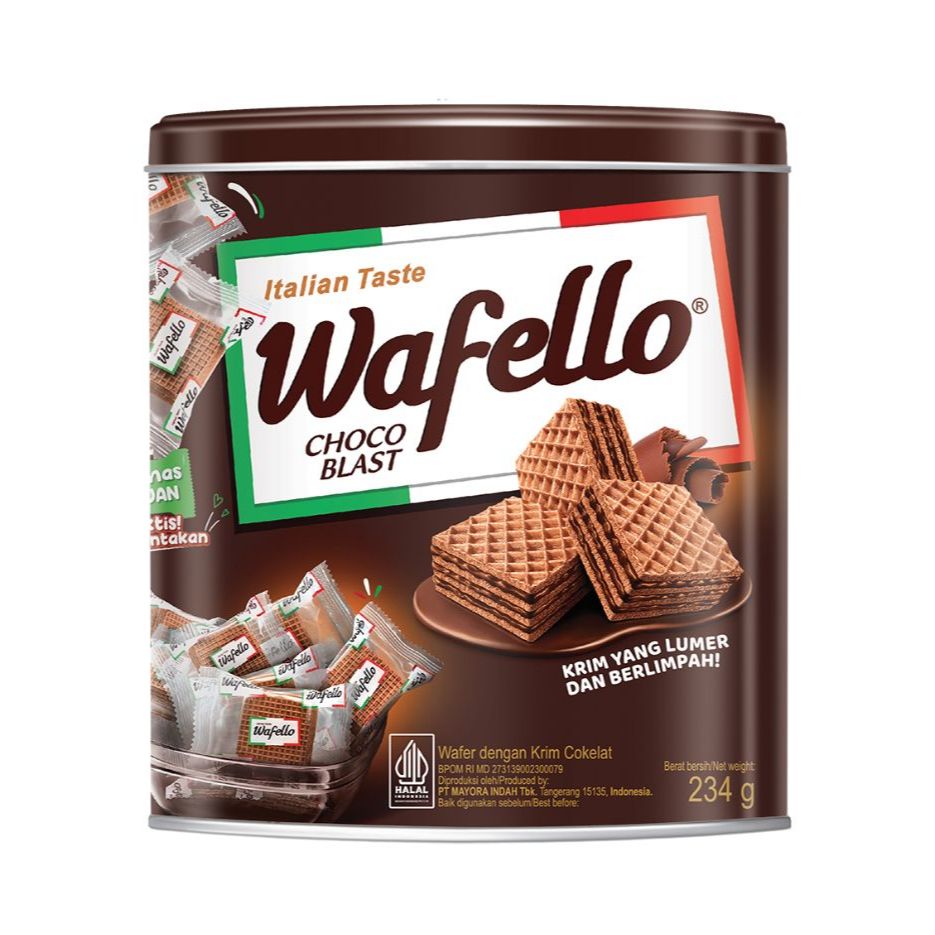 

Roma wafello wafer choco blast kaleng 234 g