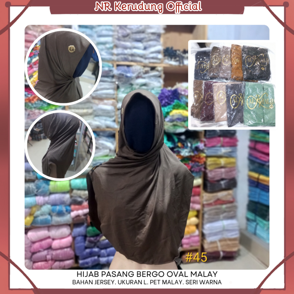 Hijab Bergo Oval Malay / Jilbab Pasang Instan /Jilbab Malay Oval