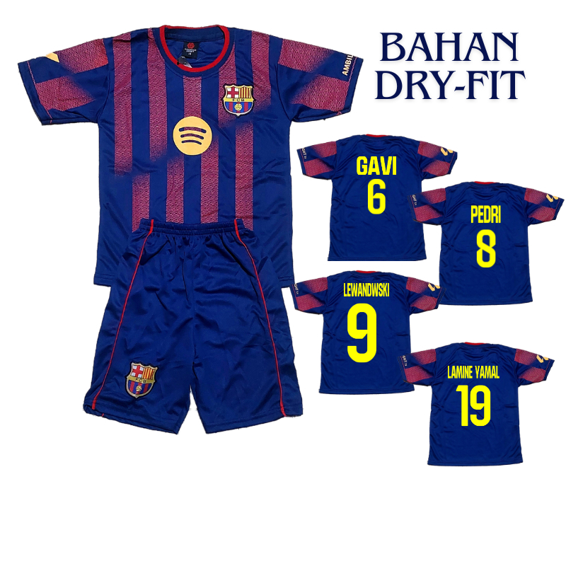 SETELAN BAJU BARCELONA HONE 25/26/JERSEY BOLA KIDS BARCELONA HOME 2021/2022 JERSEY ANAK BARCELONA