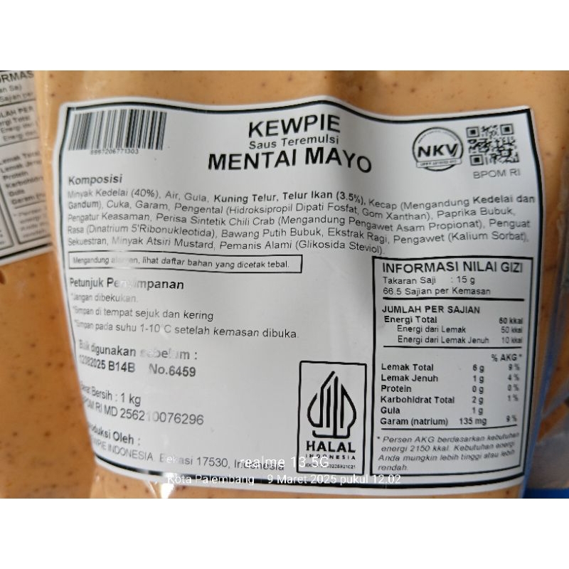 

Mentai Mayo Kewpie 1kg
