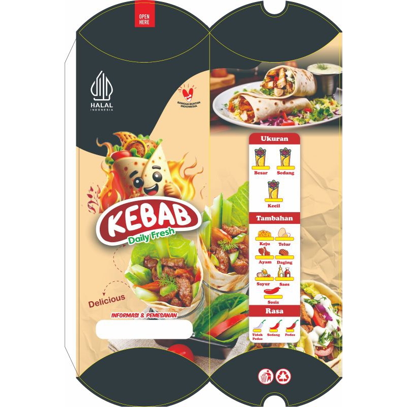 

CUSTOM DUS MAKANAN | BUNGKUS KEBAB (free design dan logo)