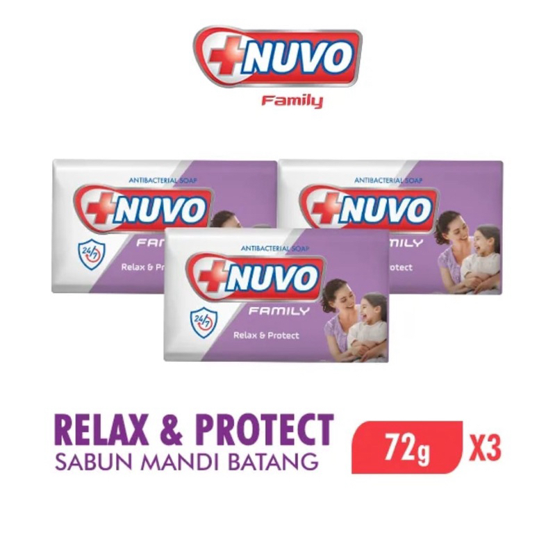 Nuvo Family Relax & Protect Sabun Mandi Batang 72g [3 Pcs]