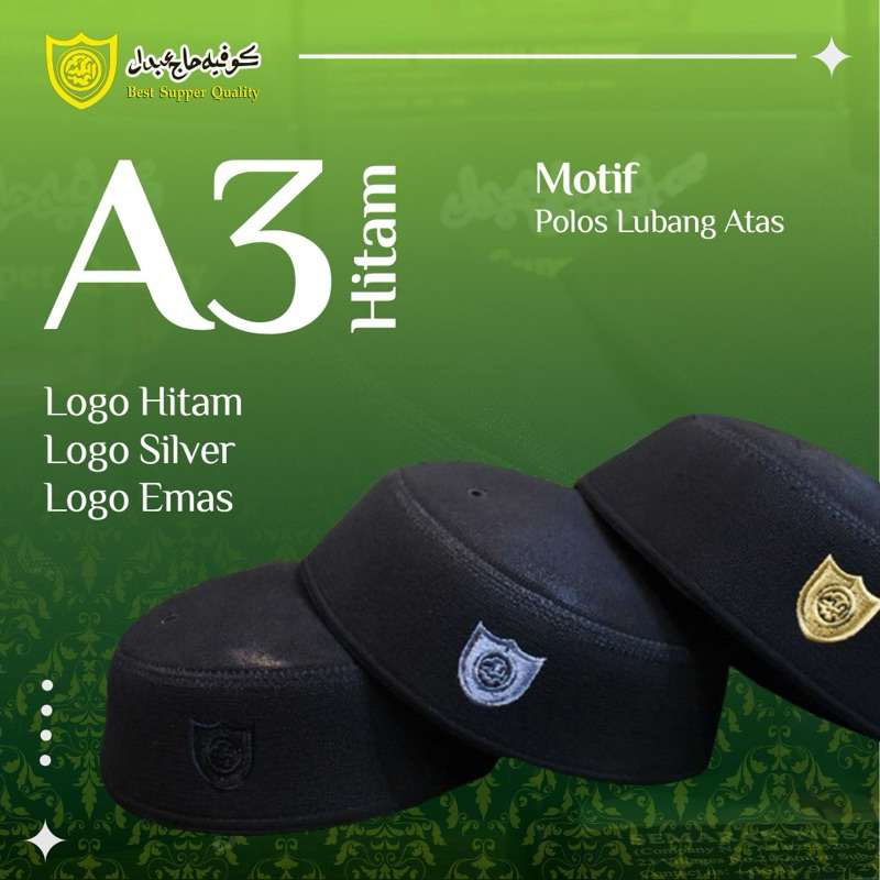 Songkok Malaysia H. Abdul Karim (Asli impor Pattani) Kualitas A3 Hitam