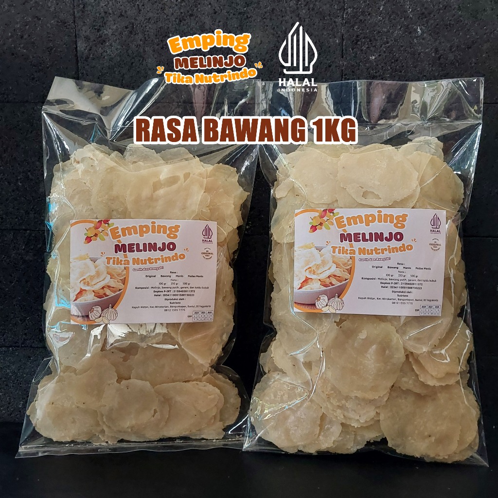 

Emping Melinjo Super Rasa Bawang Gurih 1kg Tika Nutrindo - Emping Mentah - Emping Melinjo Asin