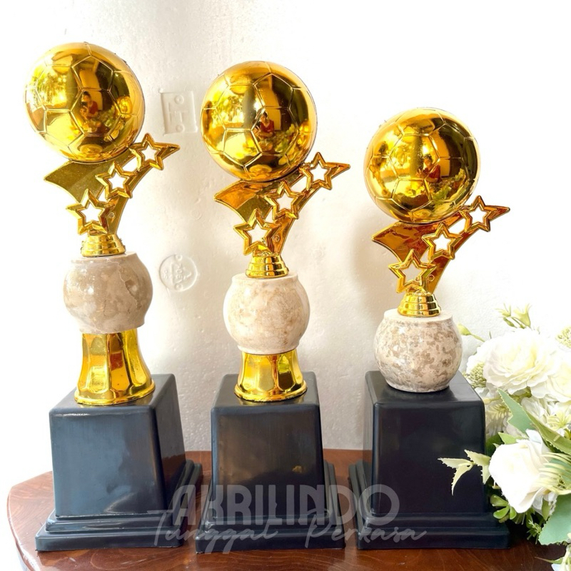 Piala Bola Marmer Piala Marmer Sepakbola Piala 1 Set