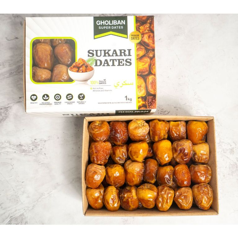 

Kurma Sukari Gholiban Sukari Dates Premium Kemasan Kotak