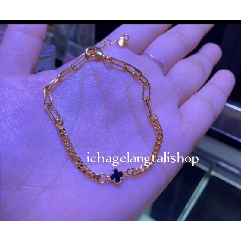 gelang variasi clover hitam 0, 2 grm Semar Nusantara