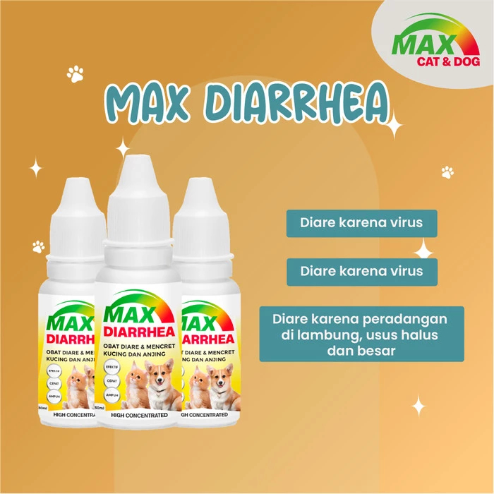 Max Diarrhea - Obat Cair Diare Kucing Obat Tetes Diare Anjing Obat Sakit Perut Hewan Obat Kucing Anj