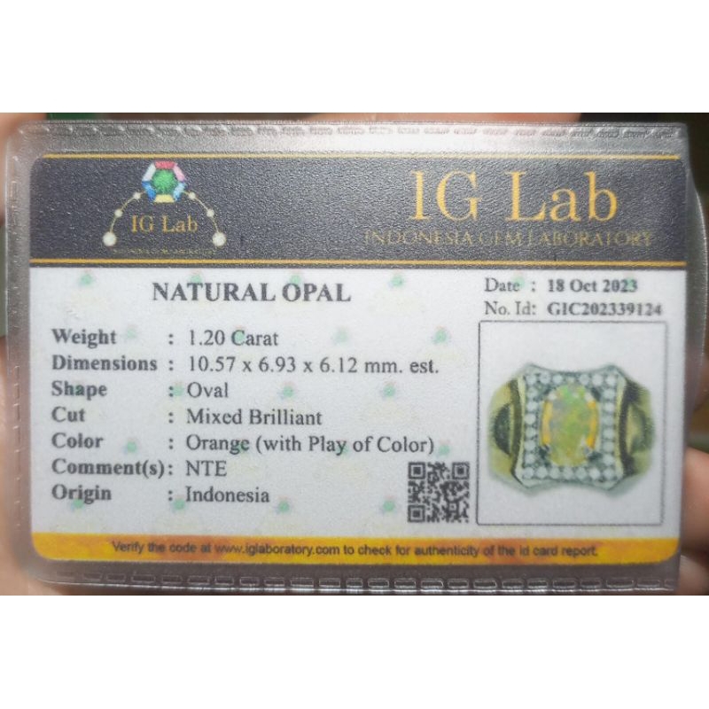 Natural Batu Kalimaya Teh + Memo IGLab